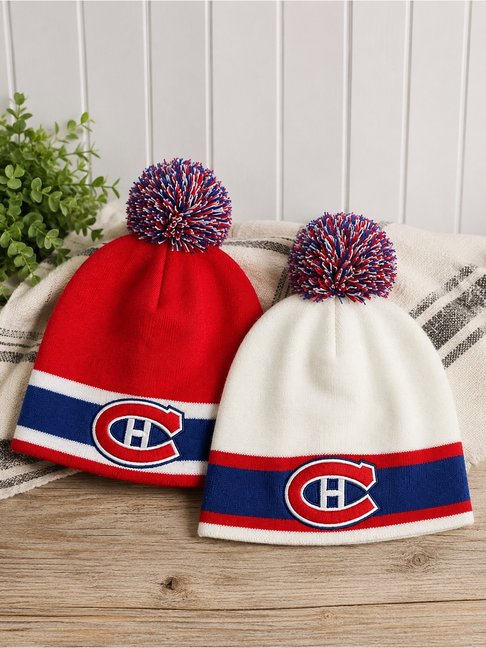 One Size Vintage Montreal Canadiens Men’s Toque Lot of 2 Pom Pom NHL Hockey